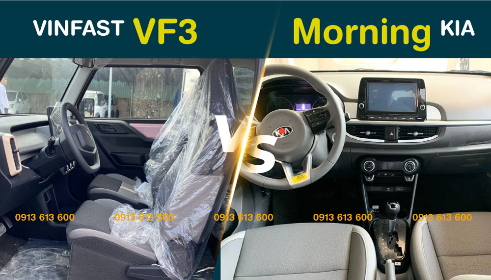so sanh thong so ky thuat giua vinfast vf 3 và kia morning at 2022