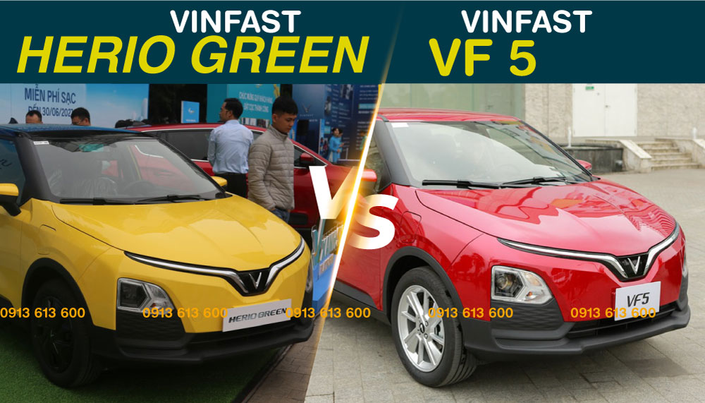 thiet ke ngoai that vinfast herio green va vinfast vf 5